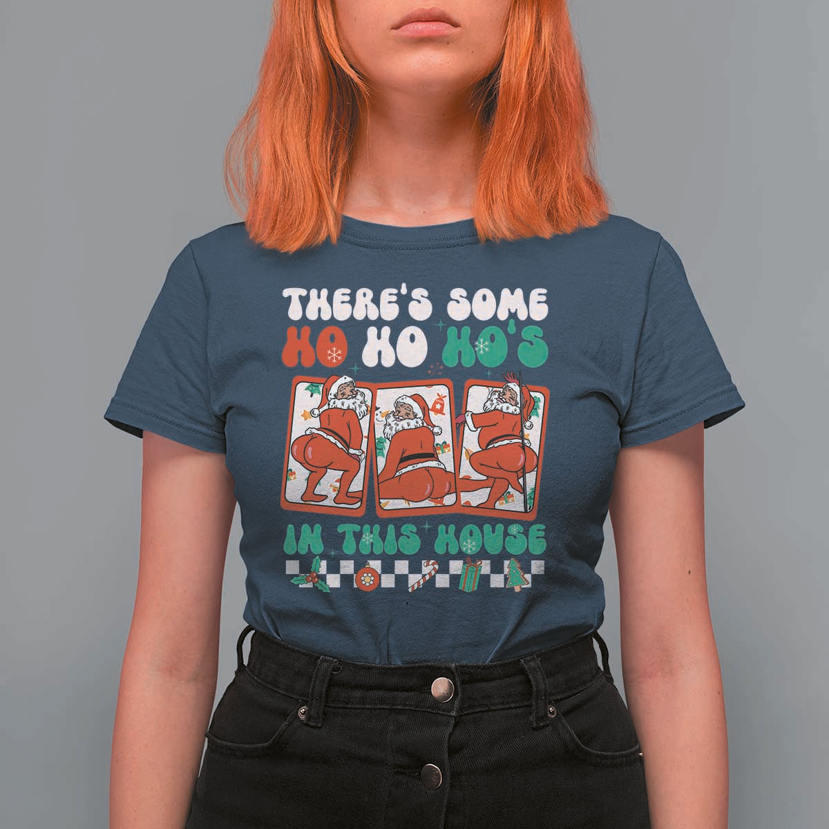 Funny Christmas T Shirt For Women There Is Some Ho Ho Hos In This House Horror Character - Wonder Print Shop