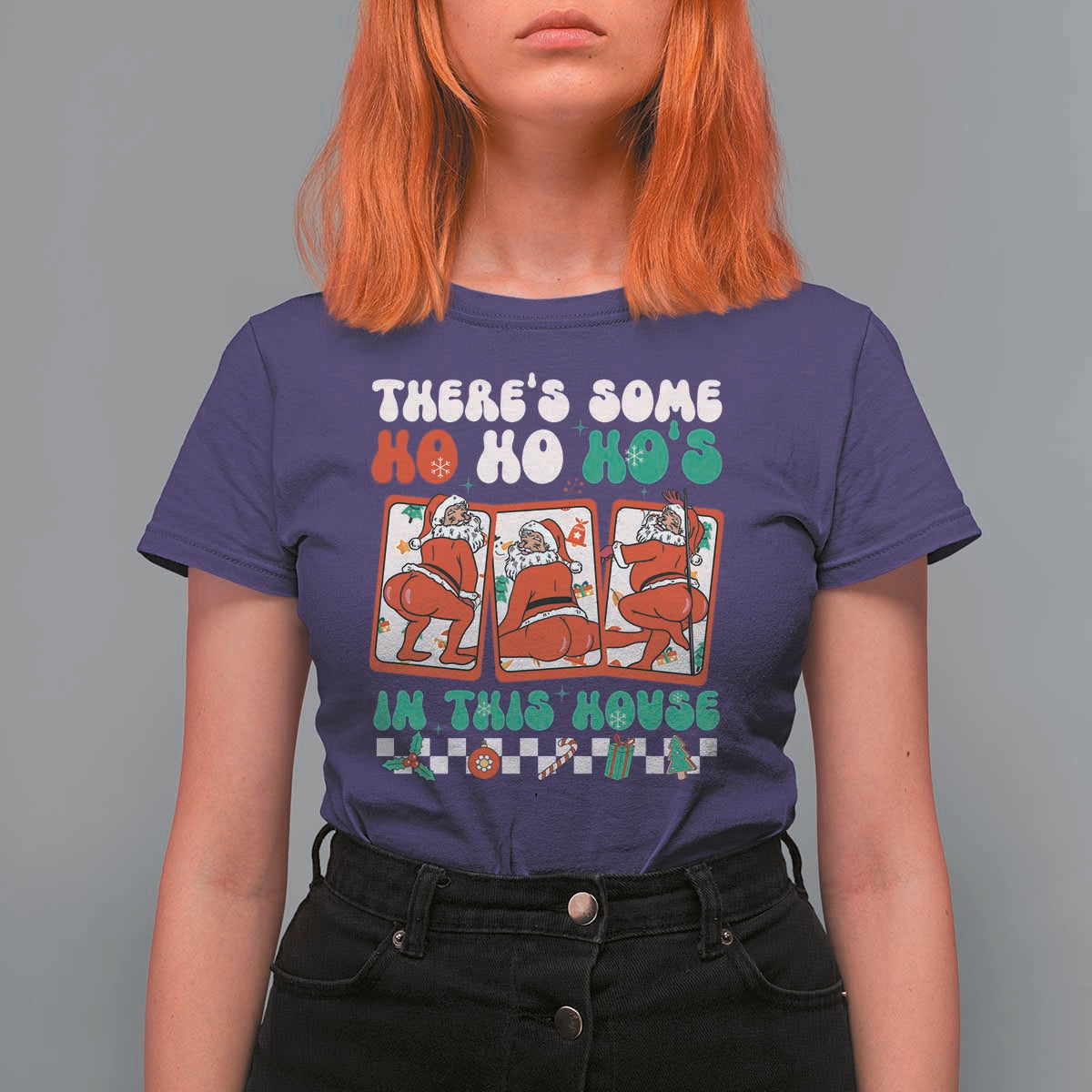 Funny Christmas T Shirt For Women There Is Some Ho Ho Hos In This House Horror Character - Wonder Print Shop