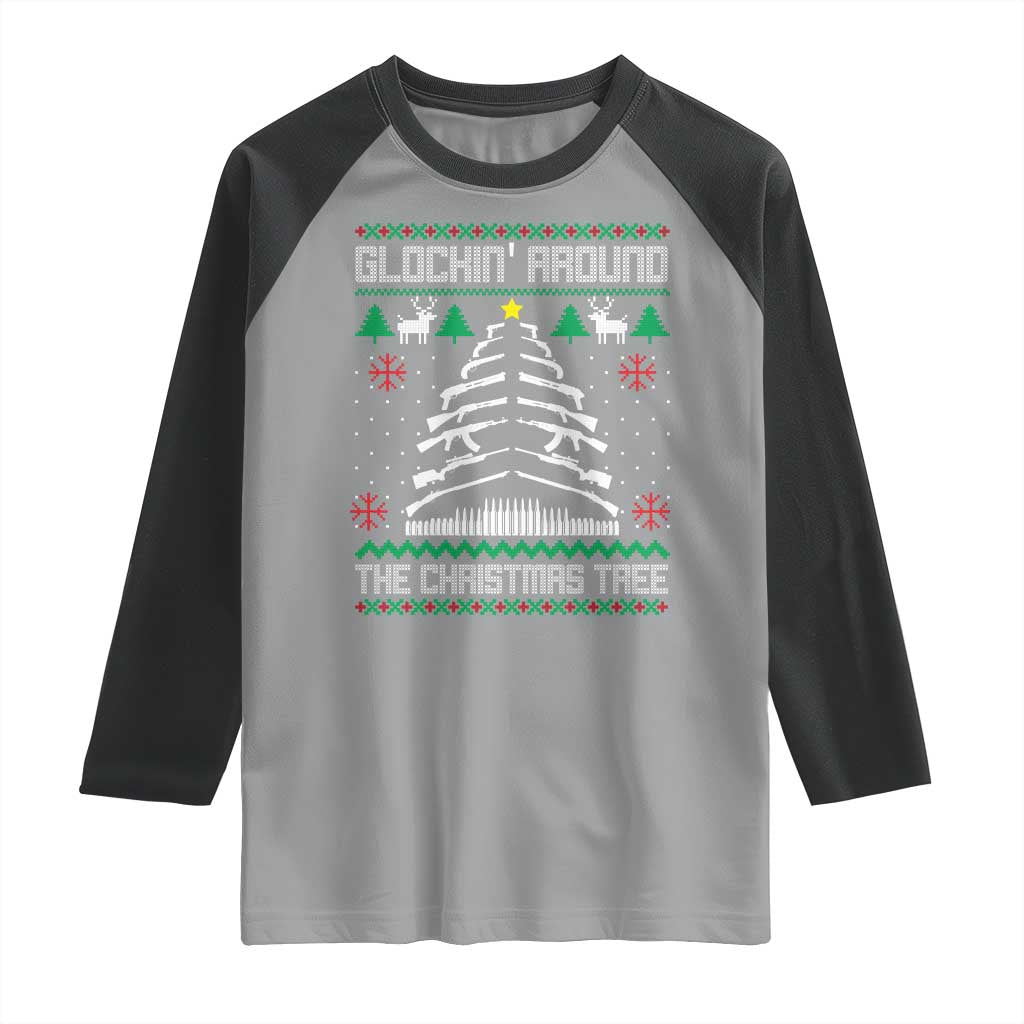 Christmas Gun Lover Raglan Shirt Glocking Around The Christmas Tree