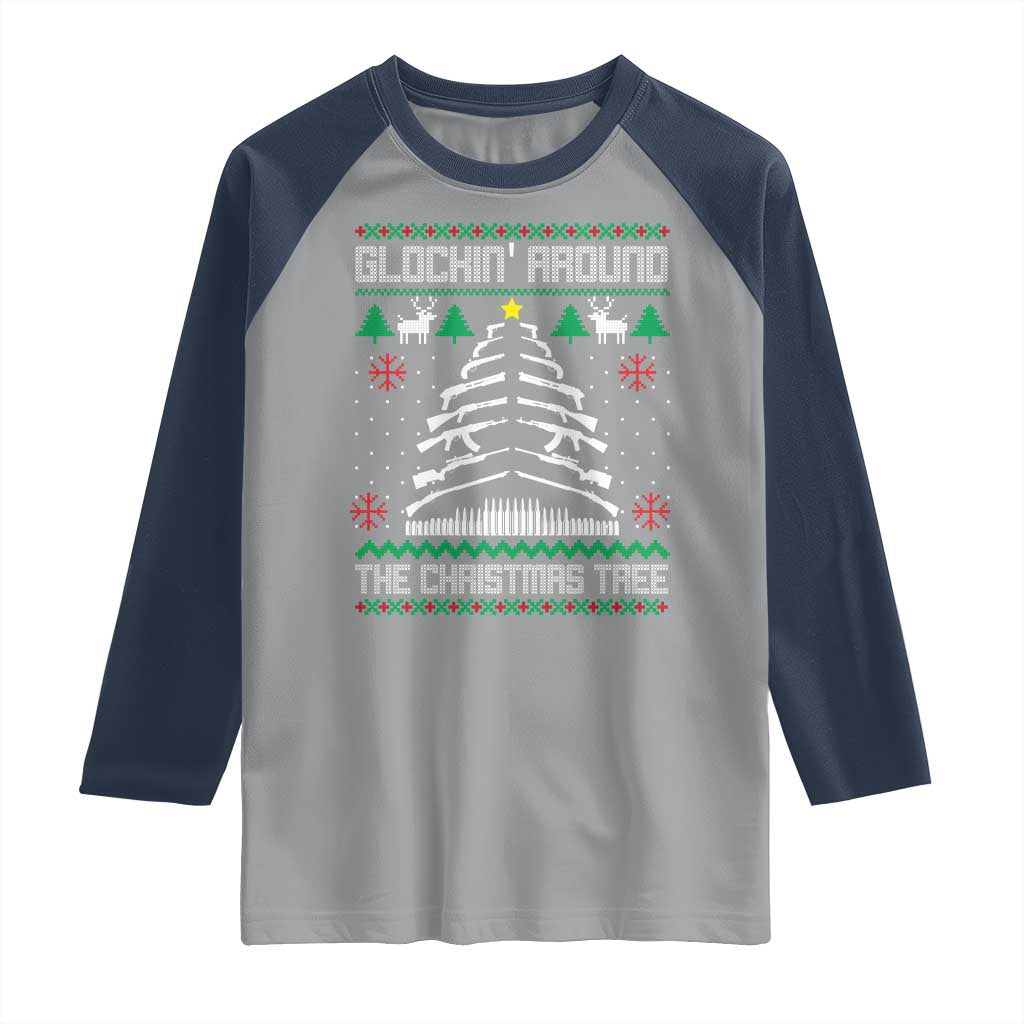 Christmas Gun Lover Raglan Shirt Glocking Around The Christmas Tree