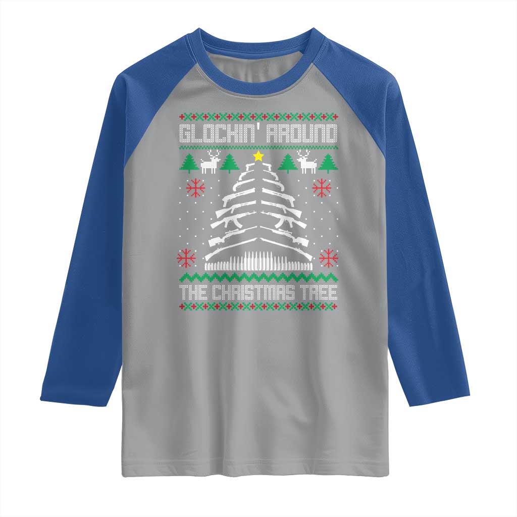 Christmas Gun Lover Raglan Shirt Glocking Around The Christmas Tree