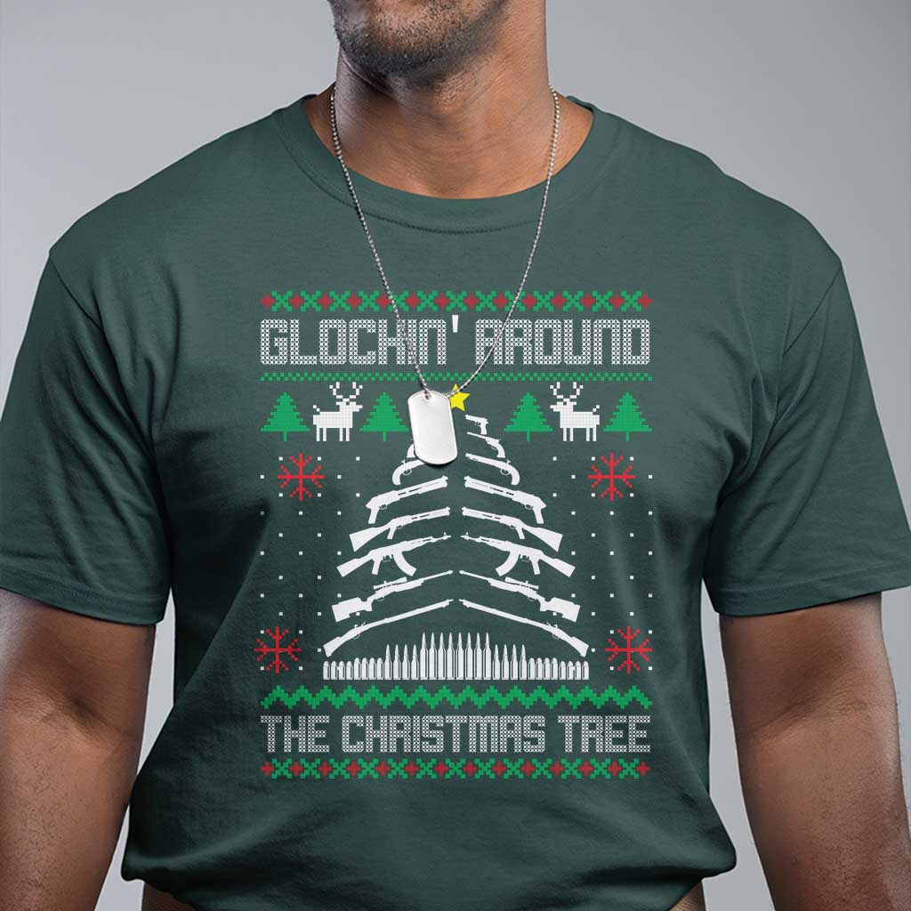 Christmas Gun Lover T Shirt Glocking Around The Christmas Tree - Wonder Print Shop