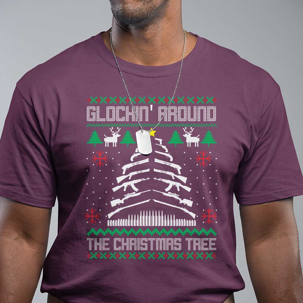 Christmas Gun Lover T Shirt Glocking Around The Christmas Tree - Wonder Print Shop