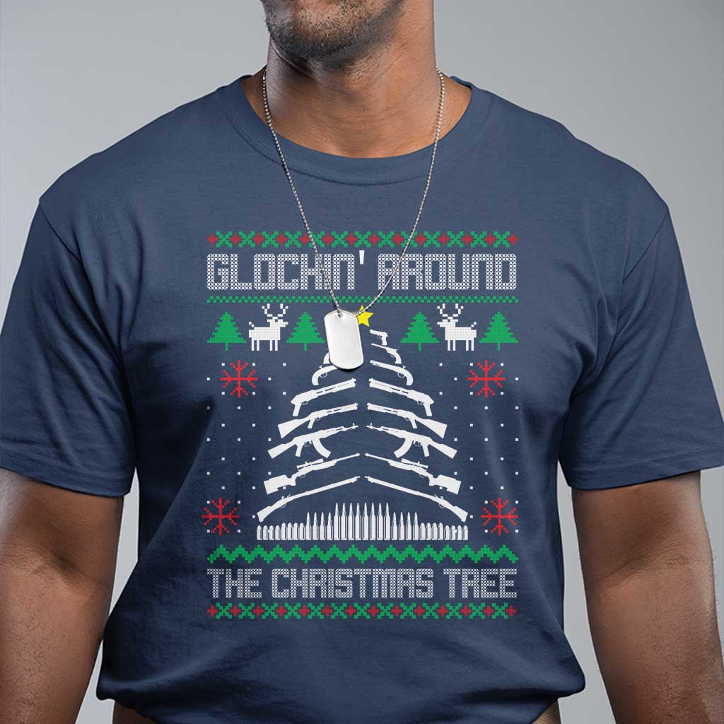 Christmas Gun Lover T Shirt Glocking Around The Christmas Tree - Wonder Print Shop