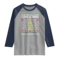 Christmas Gun Lover Raglan Shirt Deck The Halls With Guns And Ammo