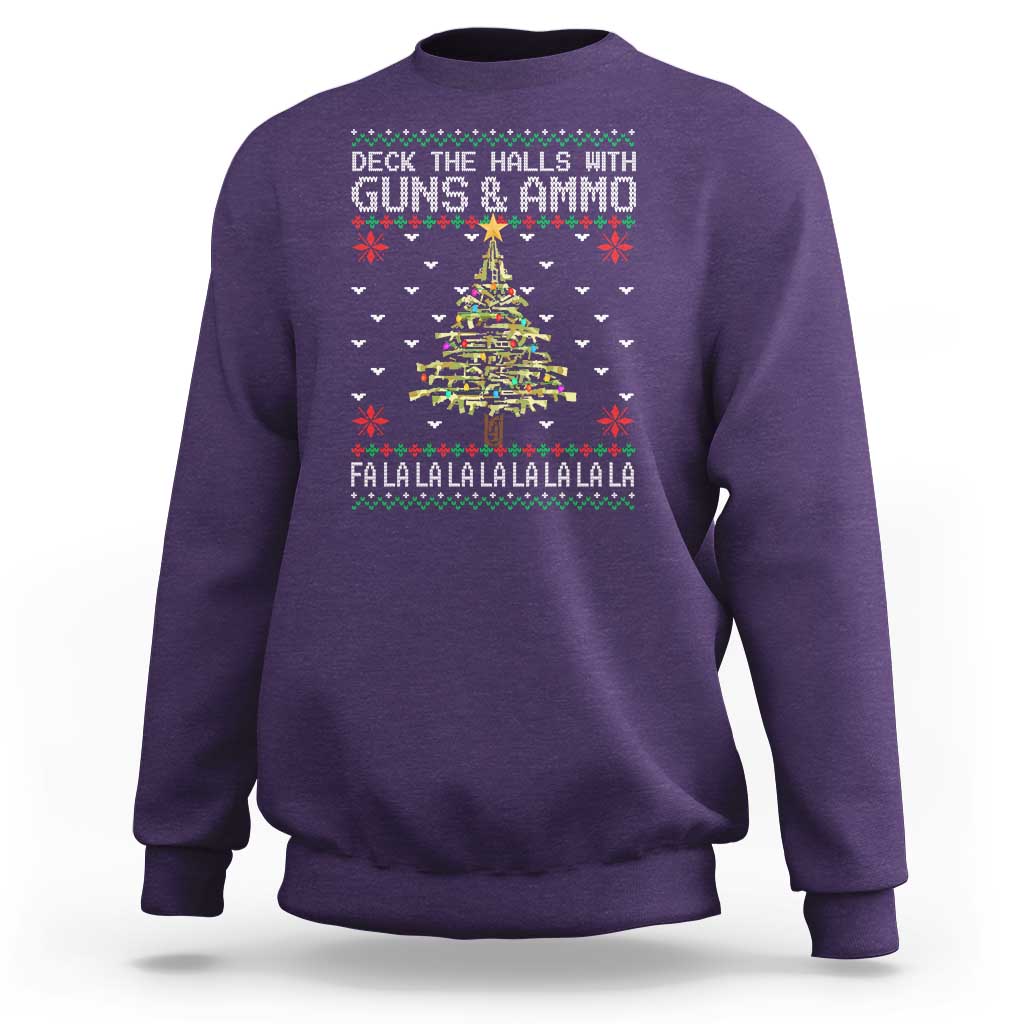 Christmas Gun Lover Sweatshirt Deck The Halls With Guns And Ammo - Wonder Print Shop