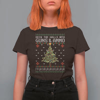Christmas Gun Lover T Shirt For Women Deck The Halls With Guns And Ammo - Wonder Print Shop