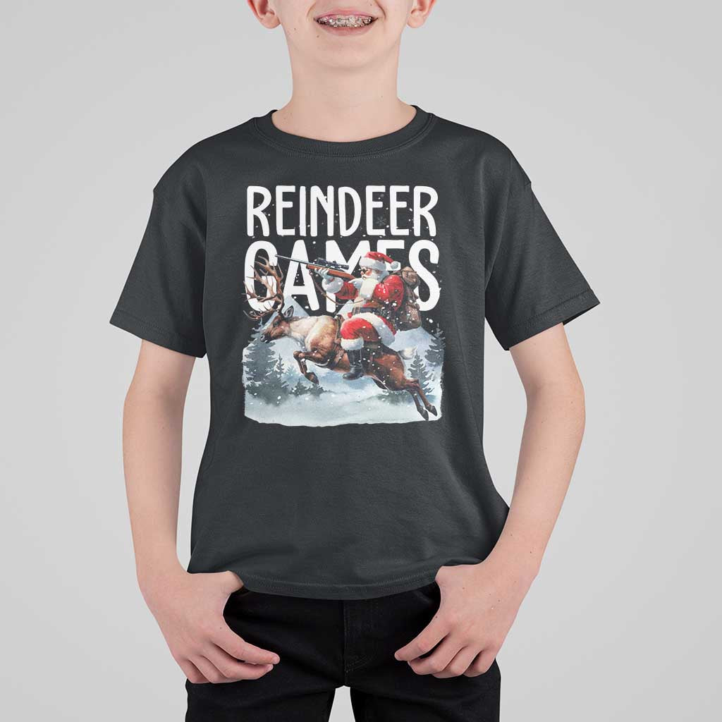 Christmas Hunting T Shirt For Kid Reindeer Game Santa Hunter Deer Season - Wonder Print Shop