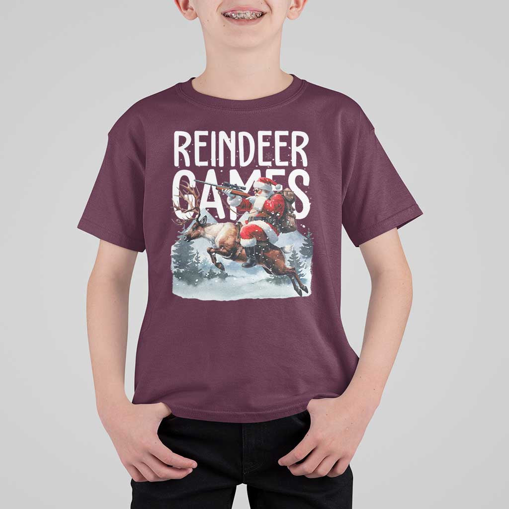 Christmas Hunting T Shirt For Kid Reindeer Game Santa Hunter Deer Season - Wonder Print Shop