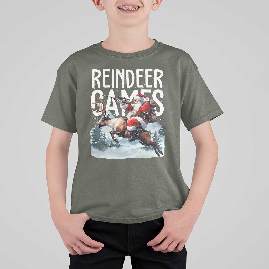 Christmas Hunting T Shirt For Kid Reindeer Game Santa Hunter Deer Season - Wonder Print Shop