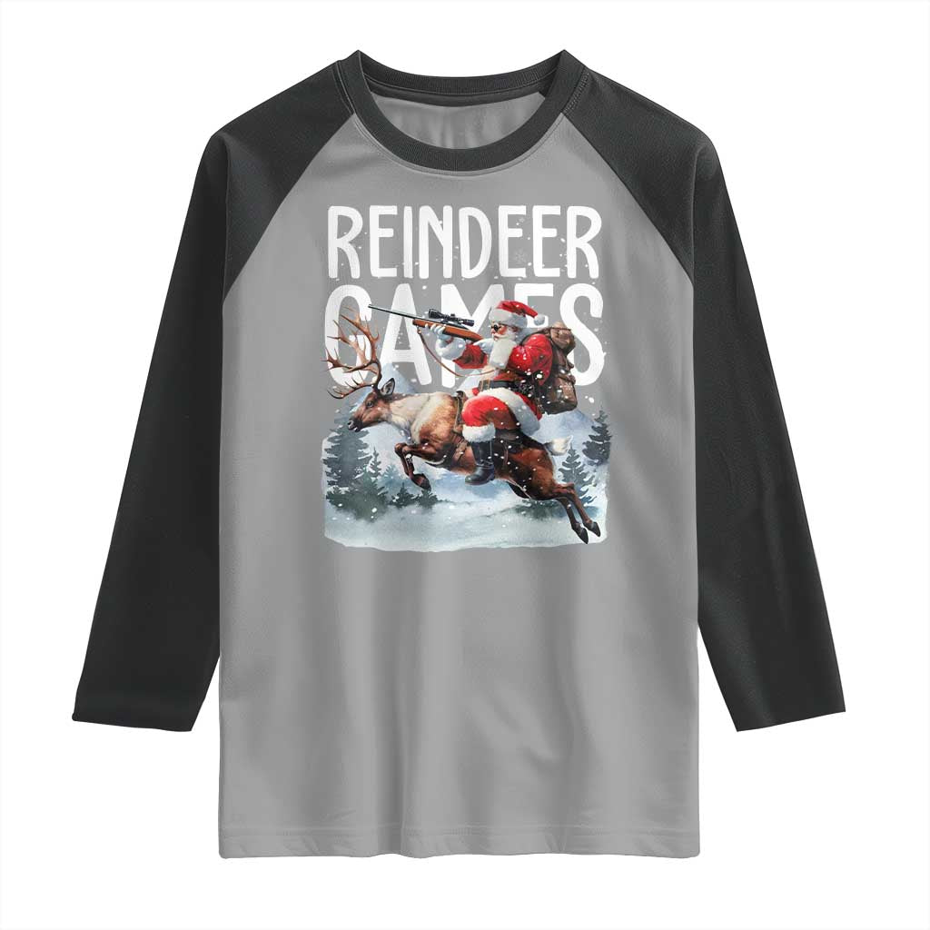 Christmas Hunting Raglan Shirt Reindeer Game Santa Hunter Deer Season