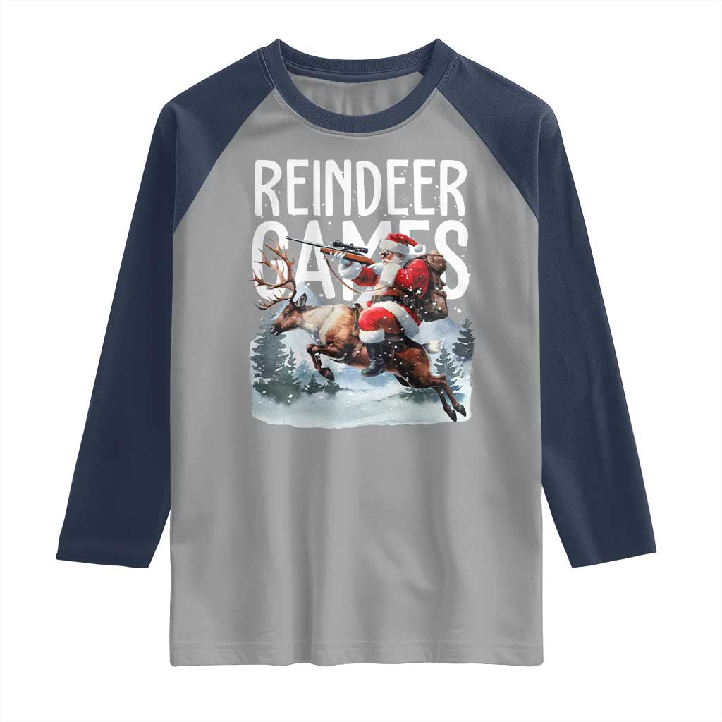 Christmas Hunting Raglan Shirt Reindeer Game Santa Hunter Deer Season