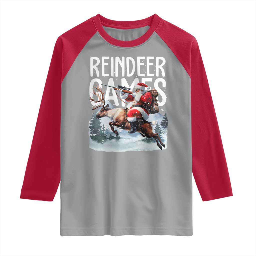 Christmas Hunting Raglan Shirt Reindeer Game Santa Hunter Deer Season