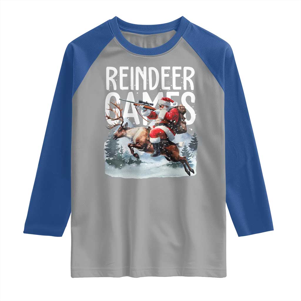 Christmas Hunting Raglan Shirt Reindeer Game Santa Hunter Deer Season