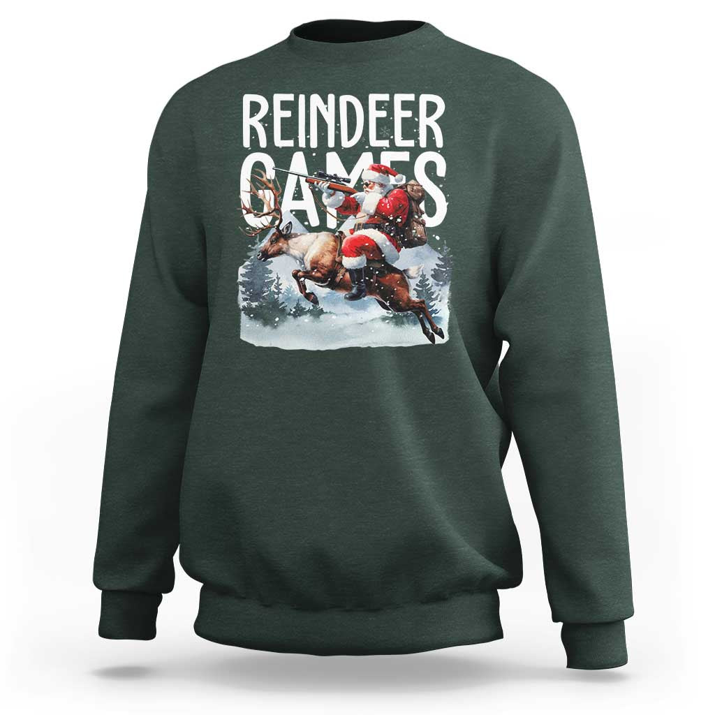 Christmas Hunting Sweatshirt Reindeer Game Santa Hunter Deer Season - Wonder Print Shop