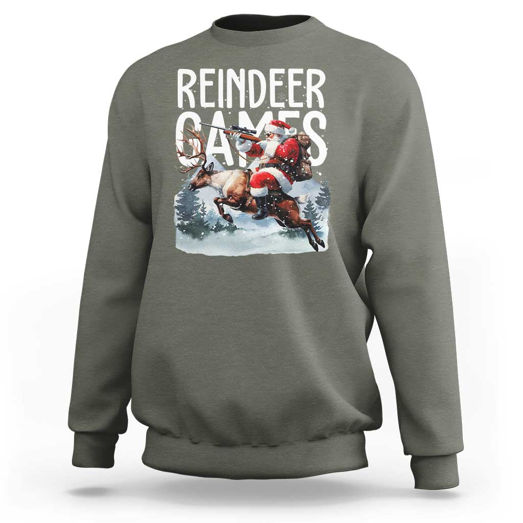 Christmas Hunting Sweatshirt Reindeer Game Santa Hunter Deer Season - Wonder Print Shop