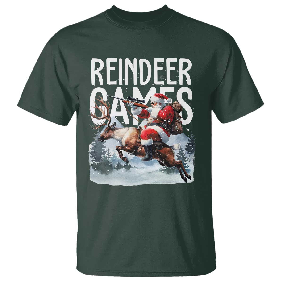 Christmas Hunting T Shirt Reindeer Game Santa Hunter Deer Season - Wonder Print Shop