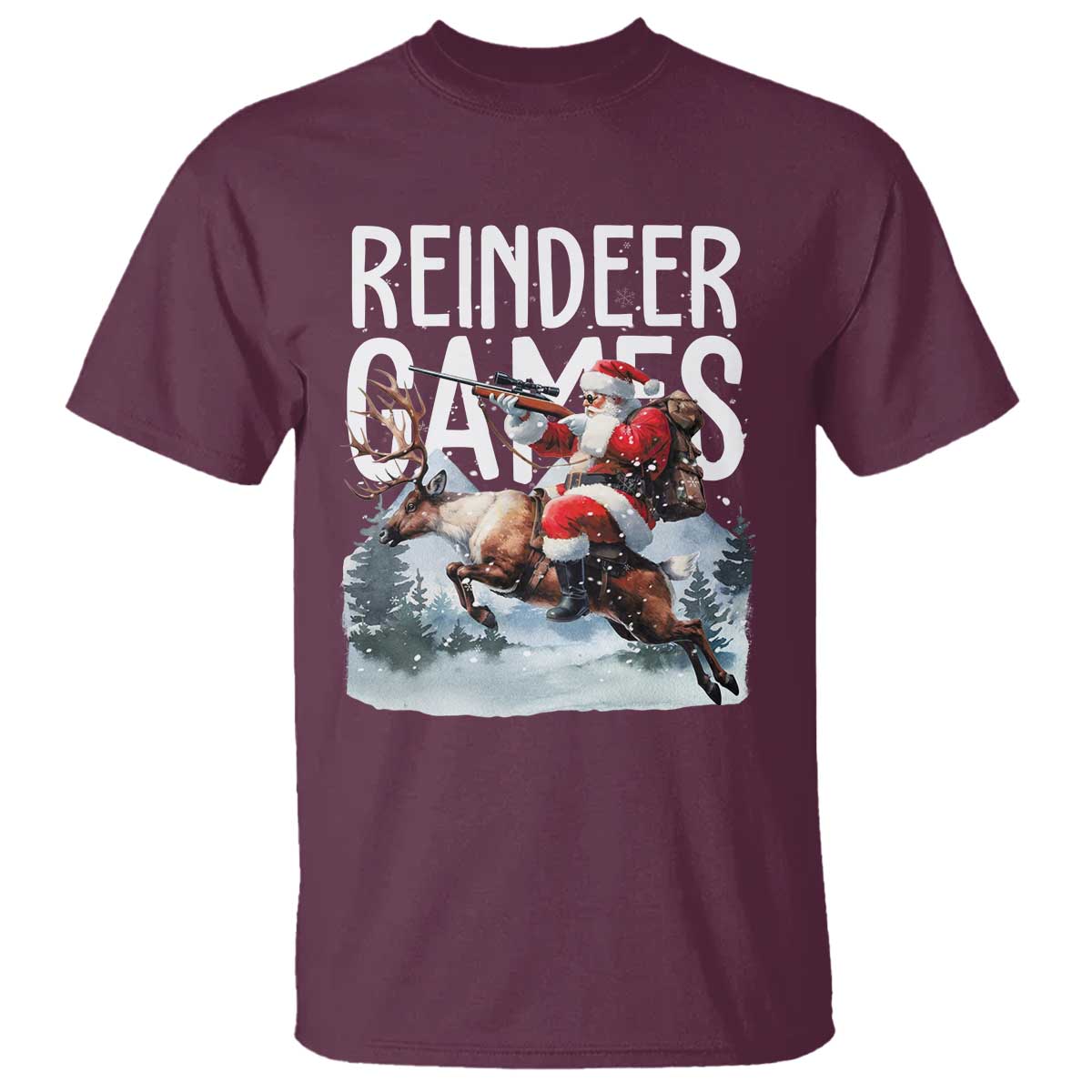 Christmas Hunting T Shirt Reindeer Game Santa Hunter Deer Season - Wonder Print Shop