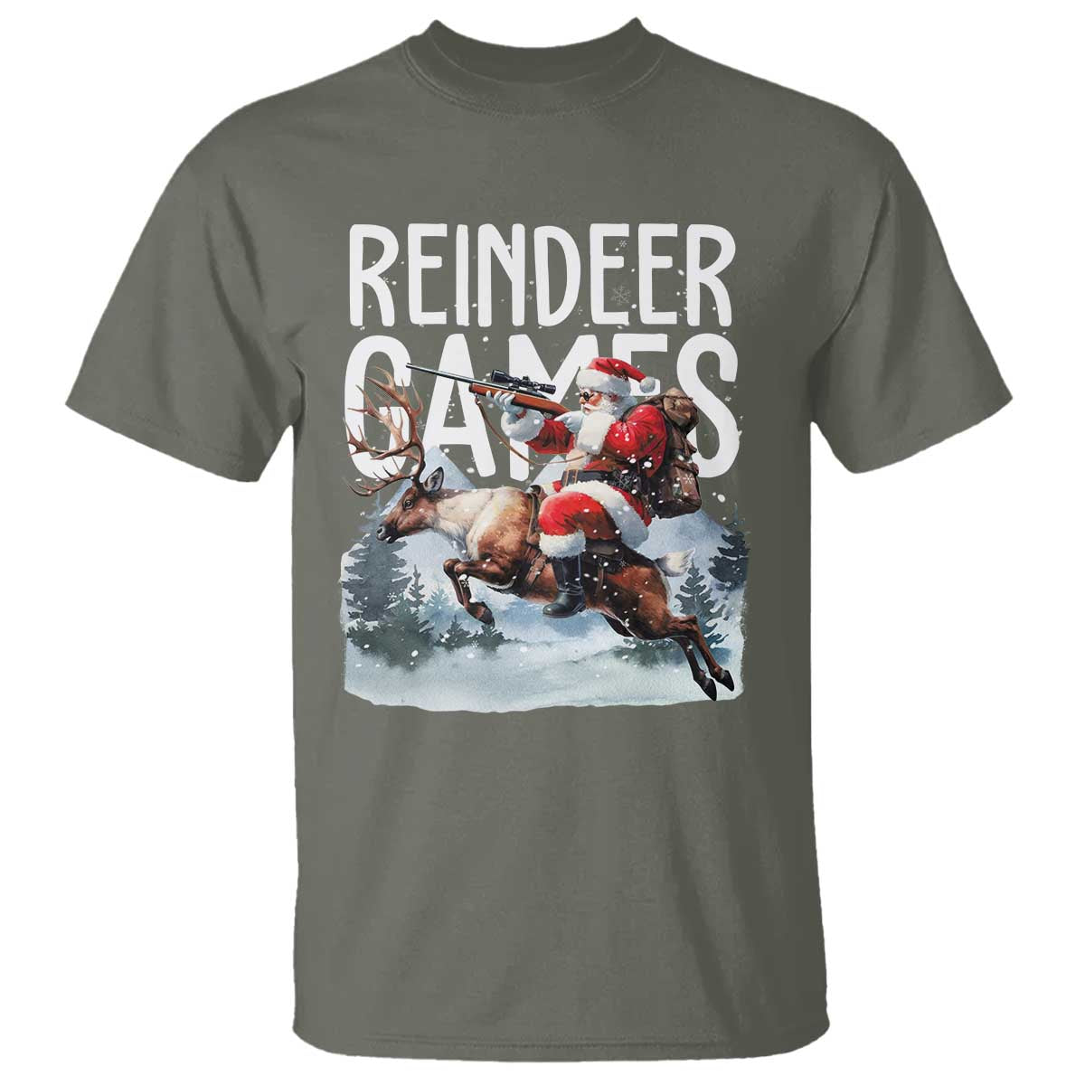 Christmas Hunting T Shirt Reindeer Game Santa Hunter Deer Season - Wonder Print Shop