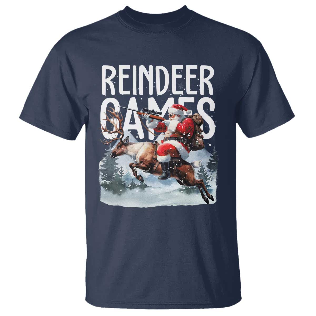 Christmas Hunting T Shirt Reindeer Game Santa Hunter Deer Season - Wonder Print Shop