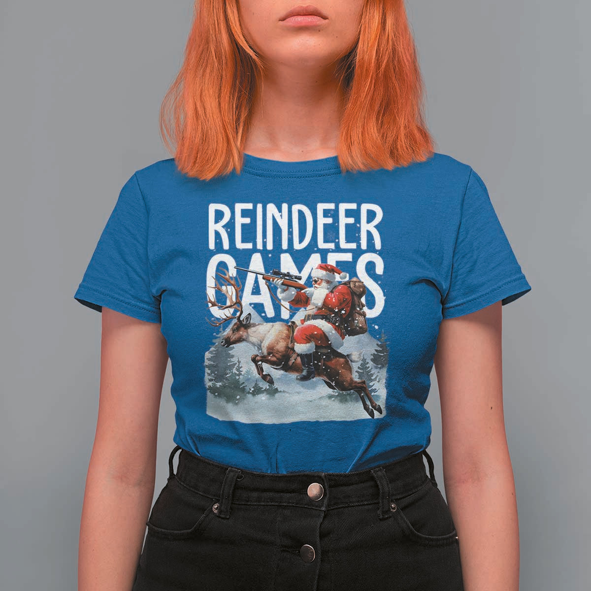 Christmas Hunting T Shirt For Women Reindeer Game Santa Hunter Deer Season - Wonder Print Shop
