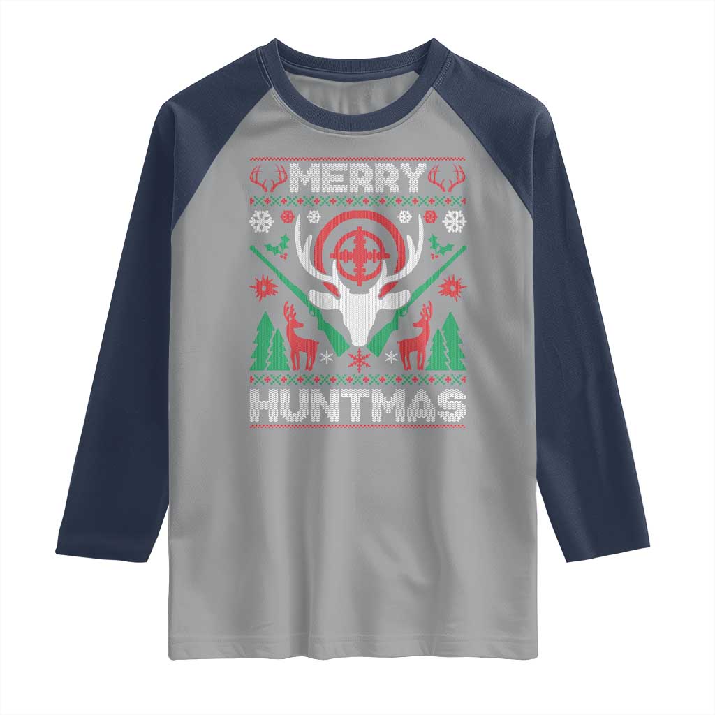 Christmas Hunting Raglan Shirt Merry Huntmas Deer Season Hunter