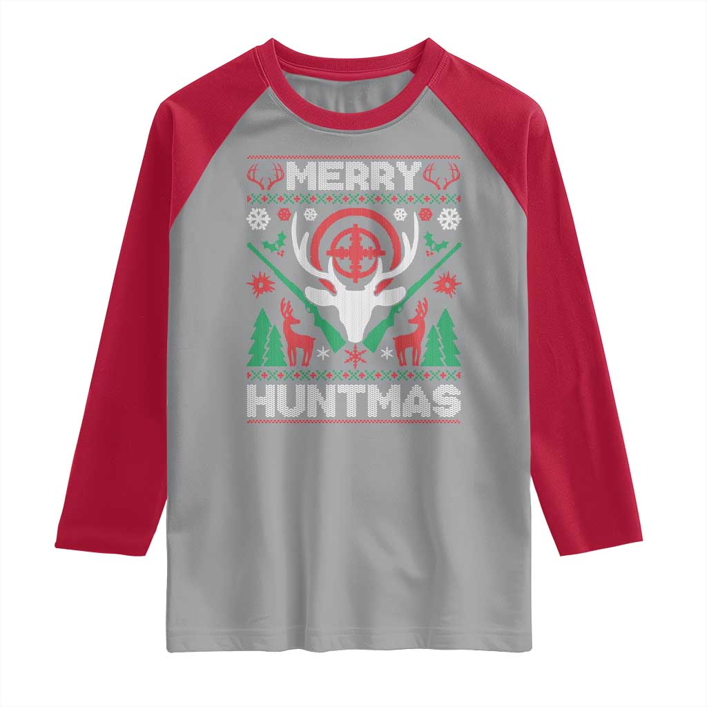 Christmas Hunting Raglan Shirt Merry Huntmas Deer Season Hunter