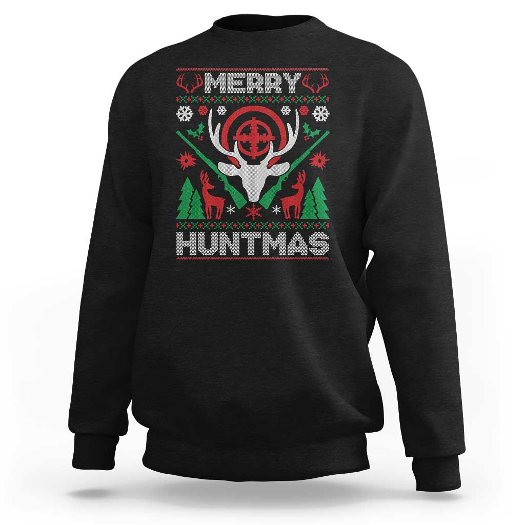 Christmas Hunting Sweatshirt Merry Huntmas Deer Season Hunter - Wonder Print Shop