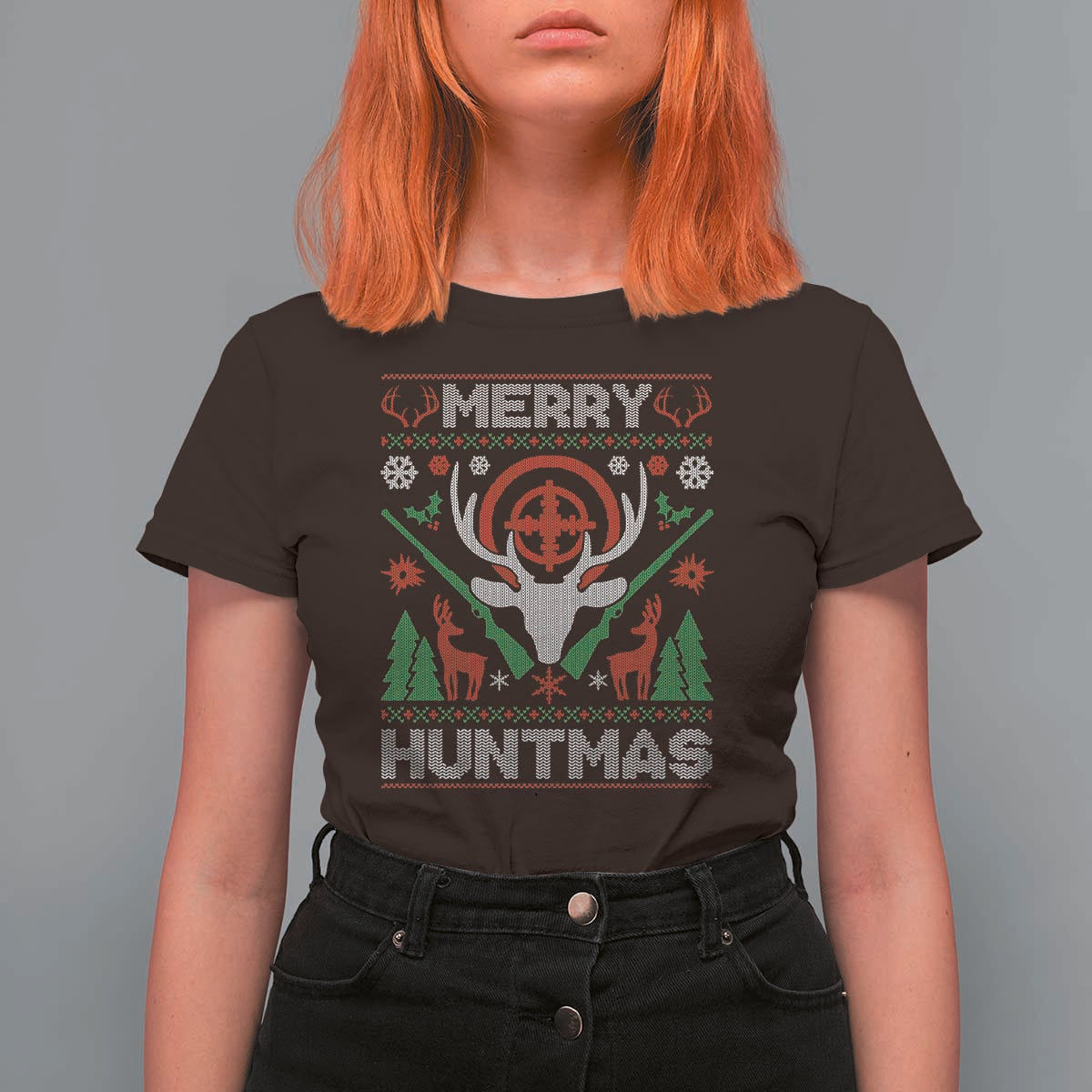 Christmas Hunting T Shirt For Women Merry Huntmas Deer Season Hunter - Wonder Print Shop