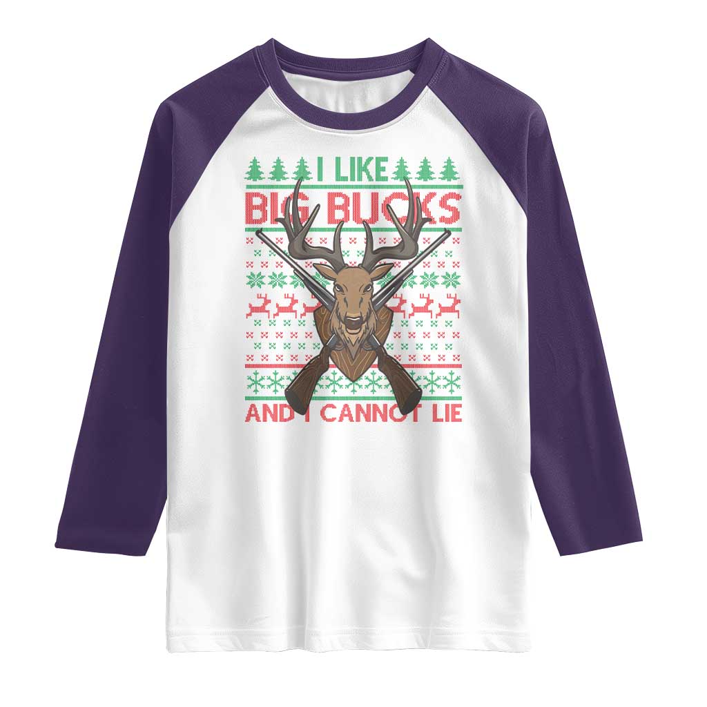 Christmas Hunting Raglan Shirt I Like Big Bucks And I Cannot Lie Deer Hunter