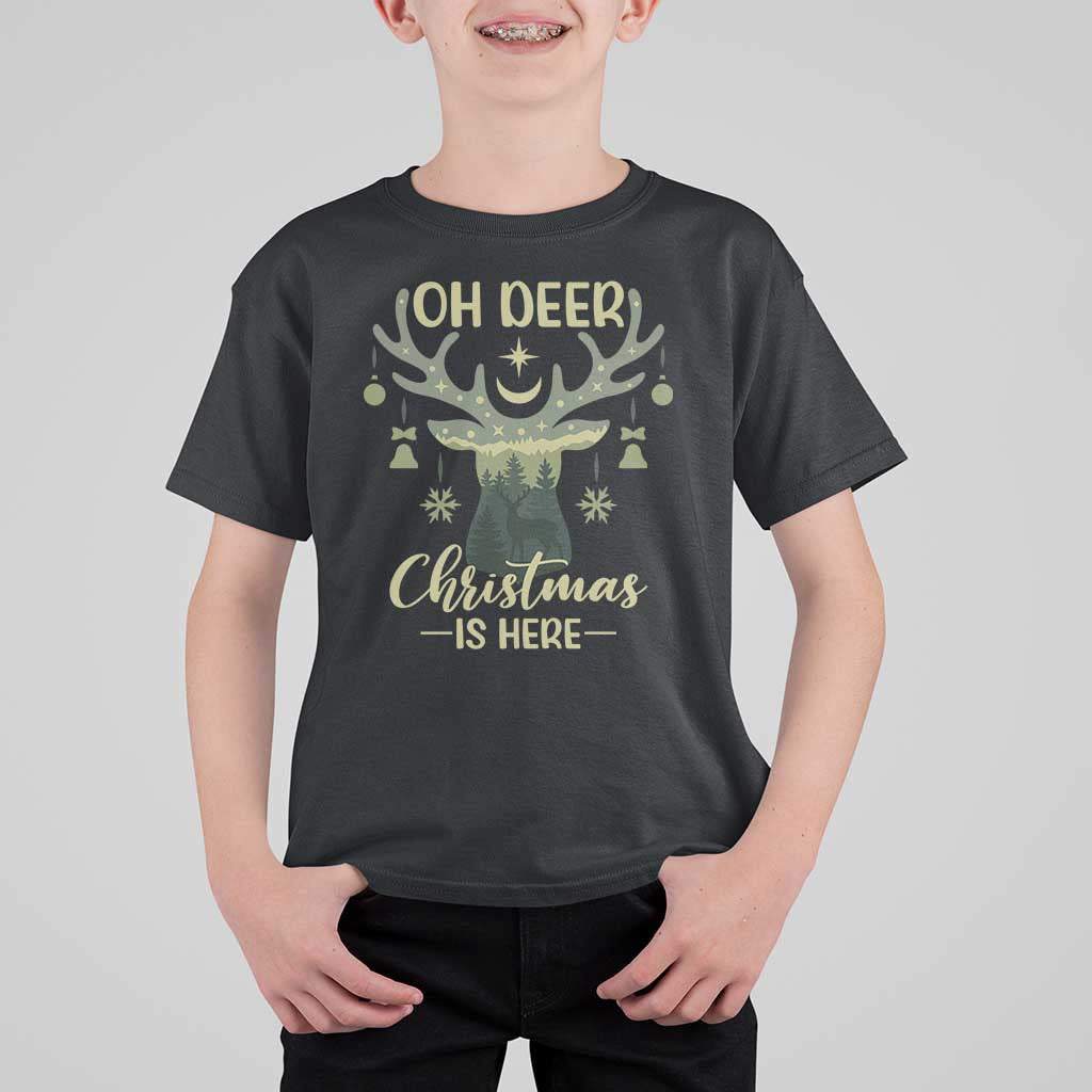 Christmas Hunting T Shirt For Kid Oh Deer Christmas Is Here Hunter - Wonder Print Shop