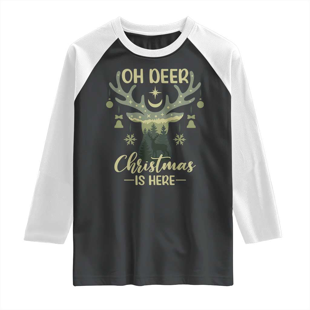 Christmas Hunting Raglan Shirt Oh Deer Christmas Is Here Hunter