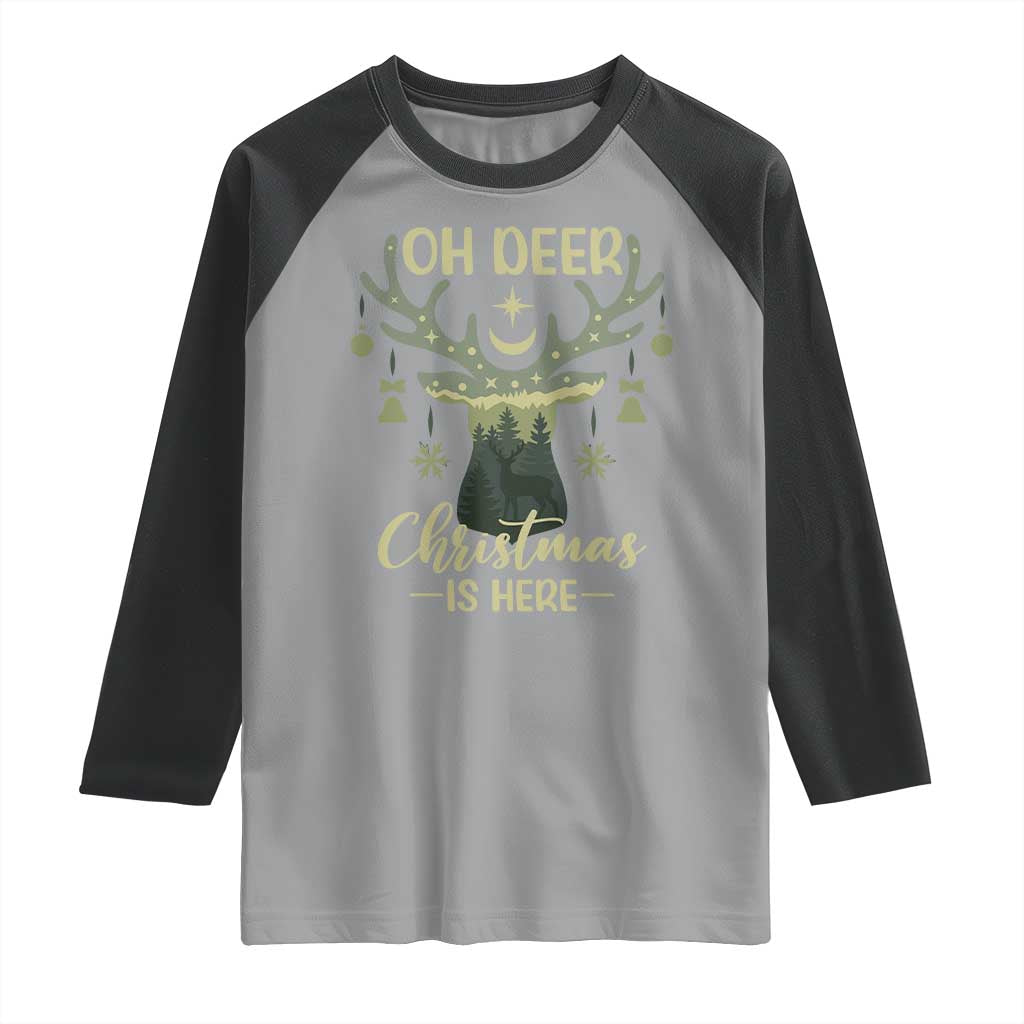 Christmas Hunting Raglan Shirt Oh Deer Christmas Is Here Hunter