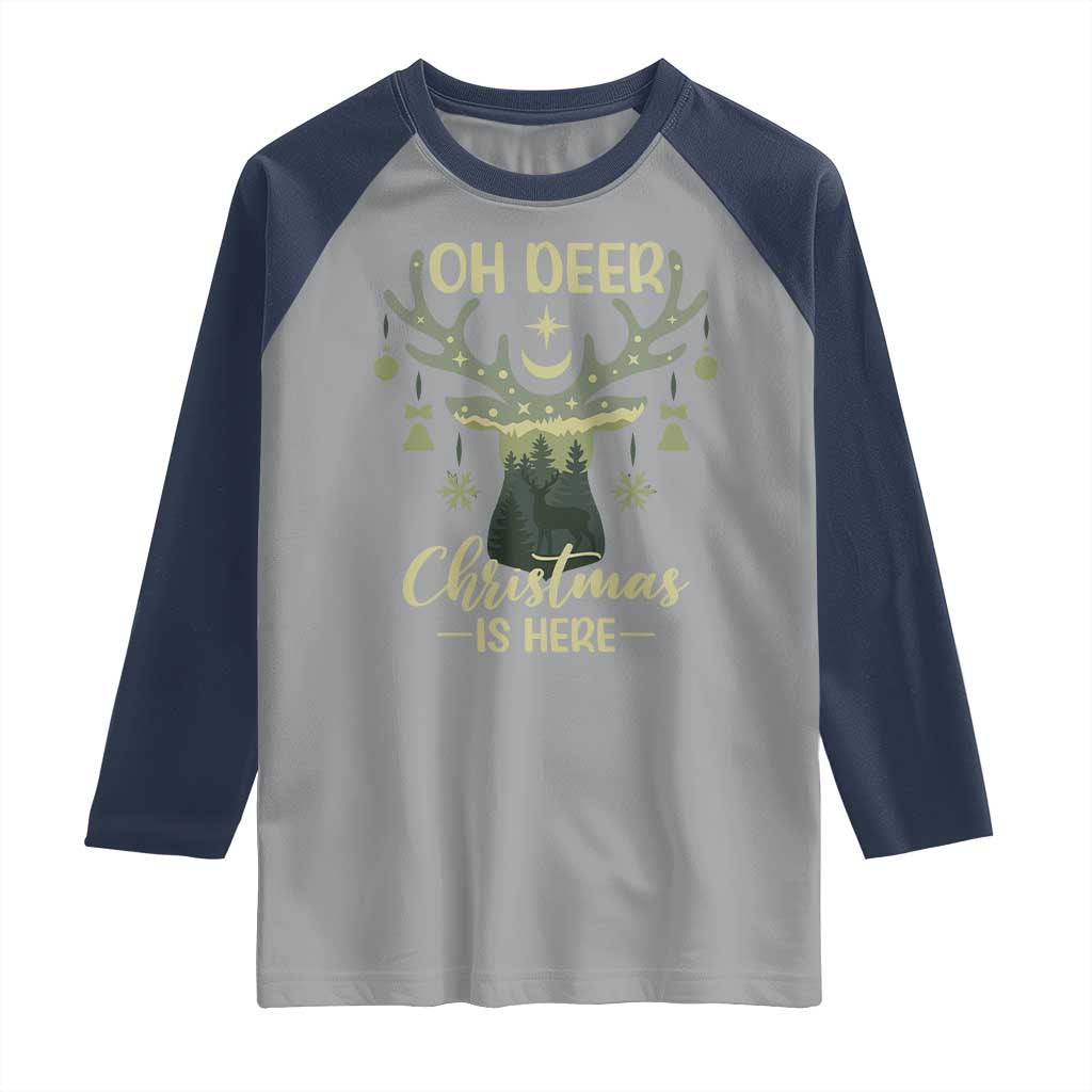 Christmas Hunting Raglan Shirt Oh Deer Christmas Is Here Hunter