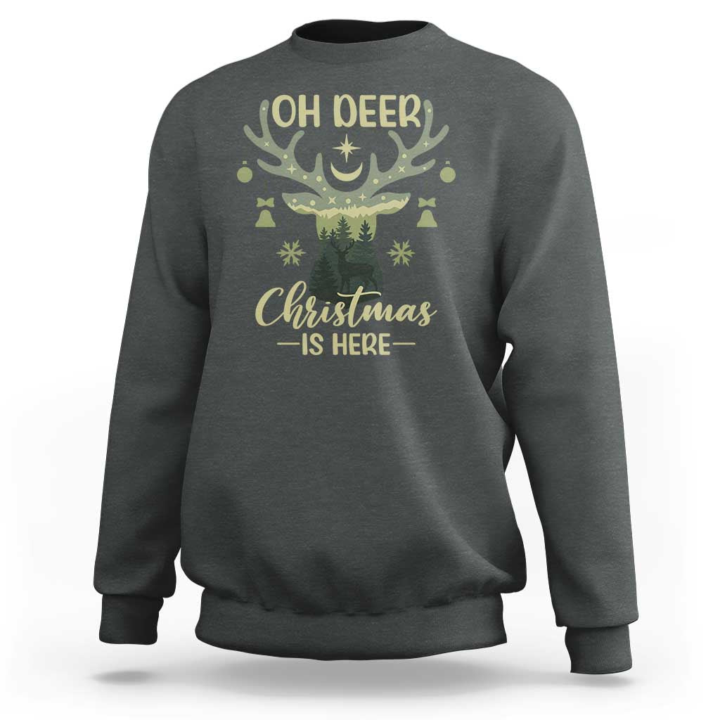 Christmas Hunting Sweatshirt Oh Deer Christmas Is Here Hunter - Wonder Print Shop