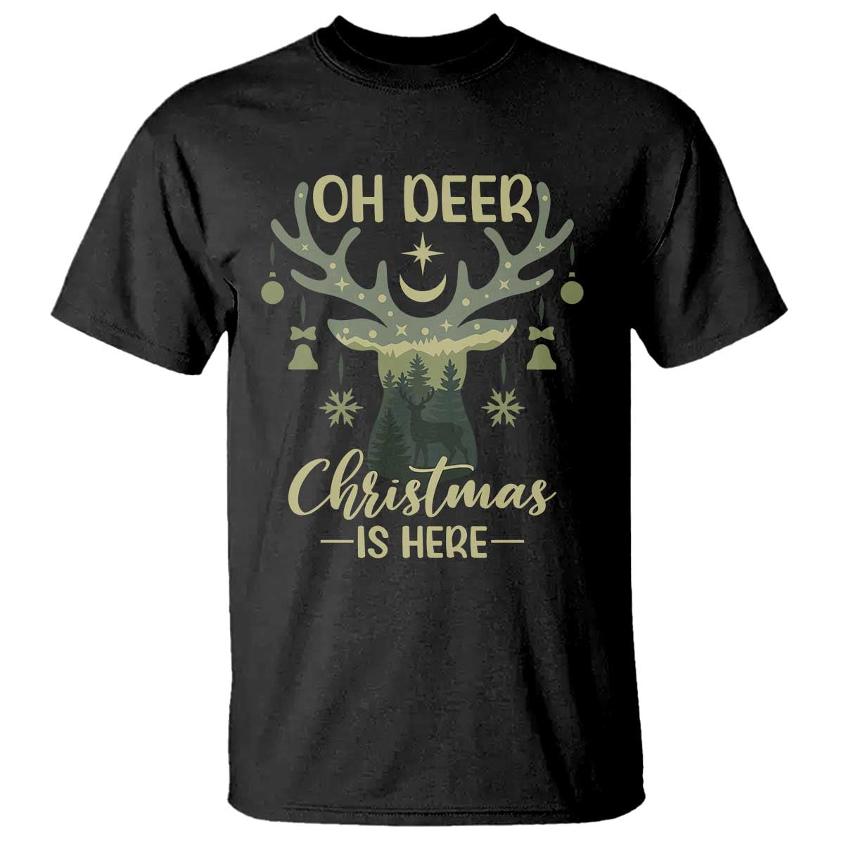 Christmas Hunting T Shirt Oh Deer Christmas Is Here Hunter - Wonder Print Shop