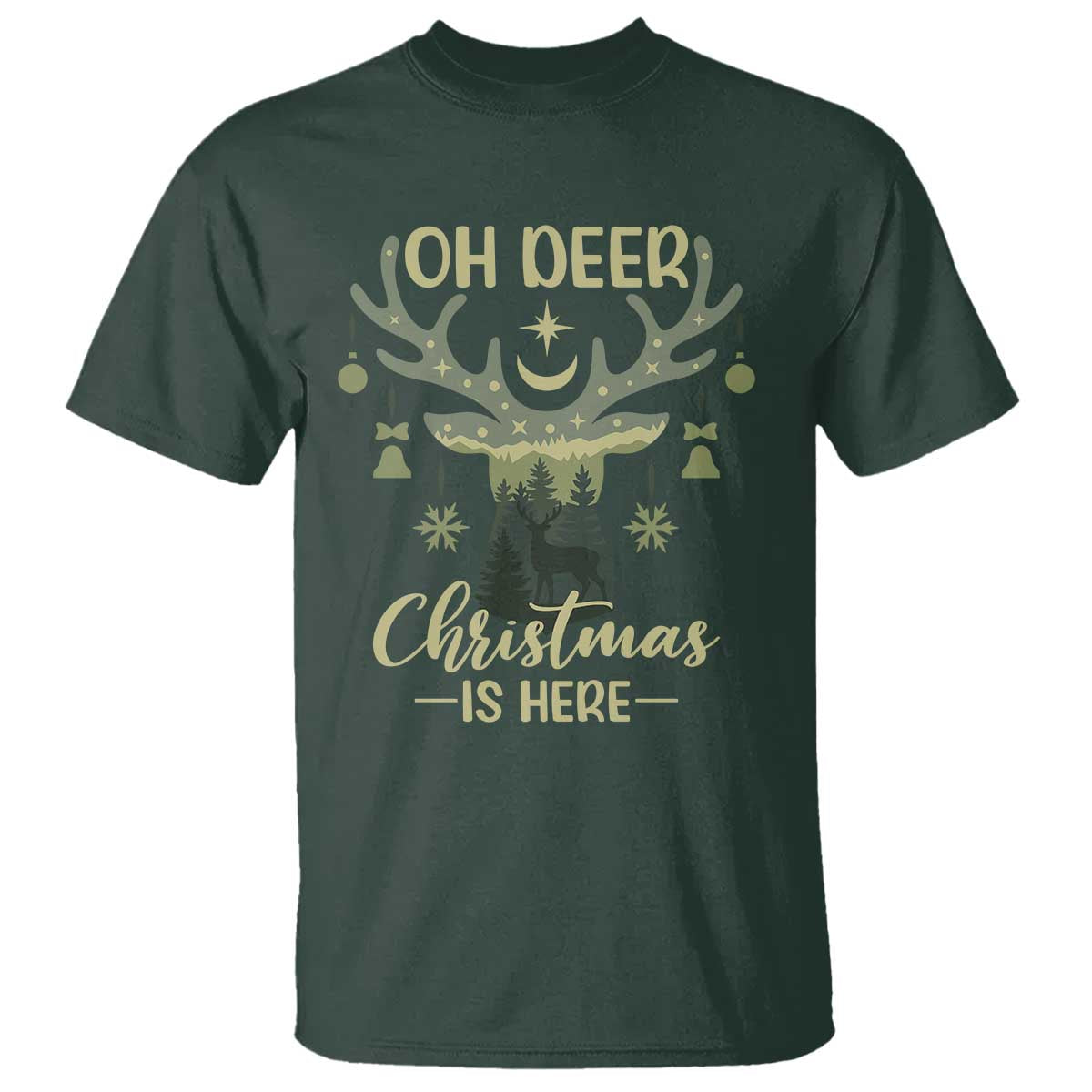 Christmas Hunting T Shirt Oh Deer Christmas Is Here Hunter - Wonder Print Shop