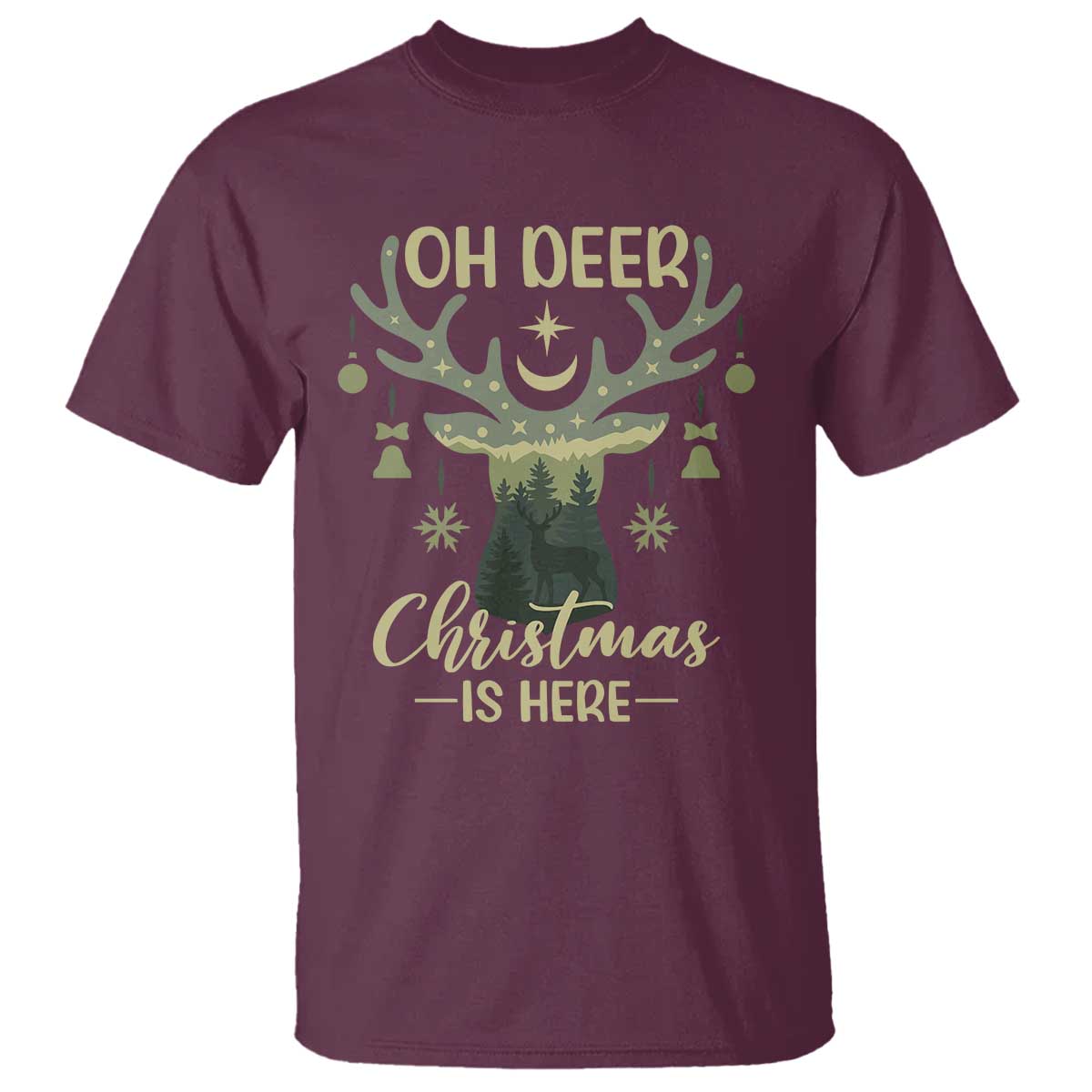 Christmas Hunting T Shirt Oh Deer Christmas Is Here Hunter - Wonder Print Shop