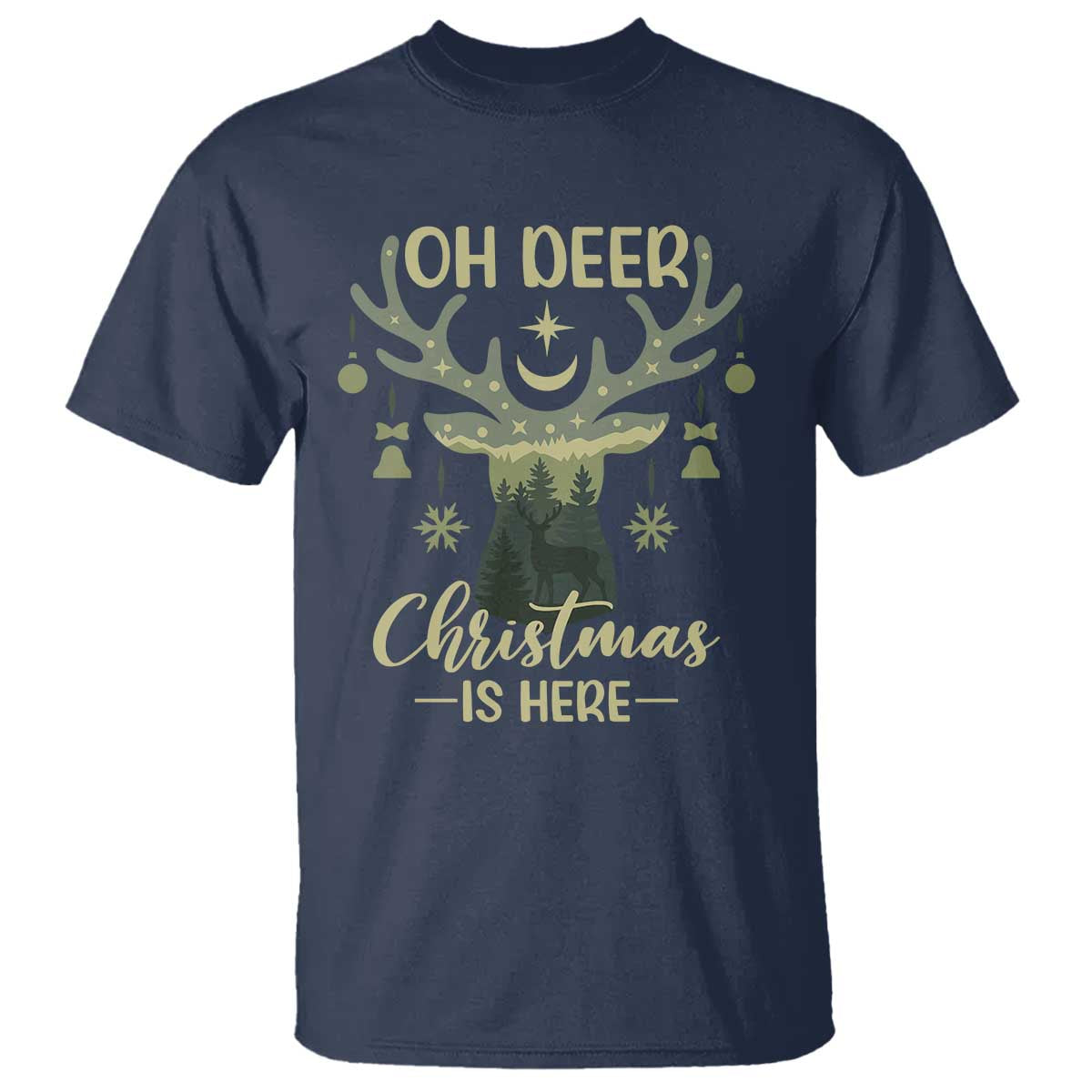 Christmas Hunting T Shirt Oh Deer Christmas Is Here Hunter - Wonder Print Shop