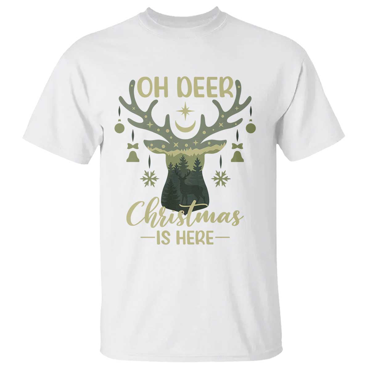 Christmas Hunting T Shirt Oh Deer Christmas Is Here Hunter - Wonder Print Shop