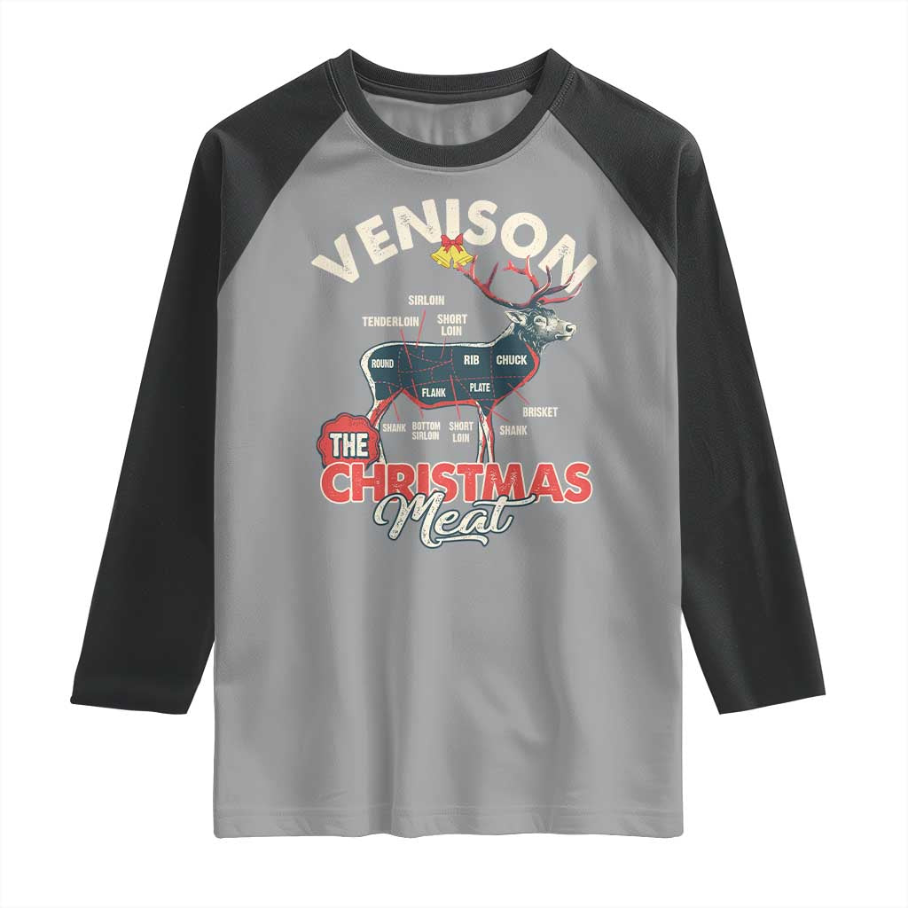 Christmas Hunting Raglan Shirt Venison Meat Deer Season Hunter