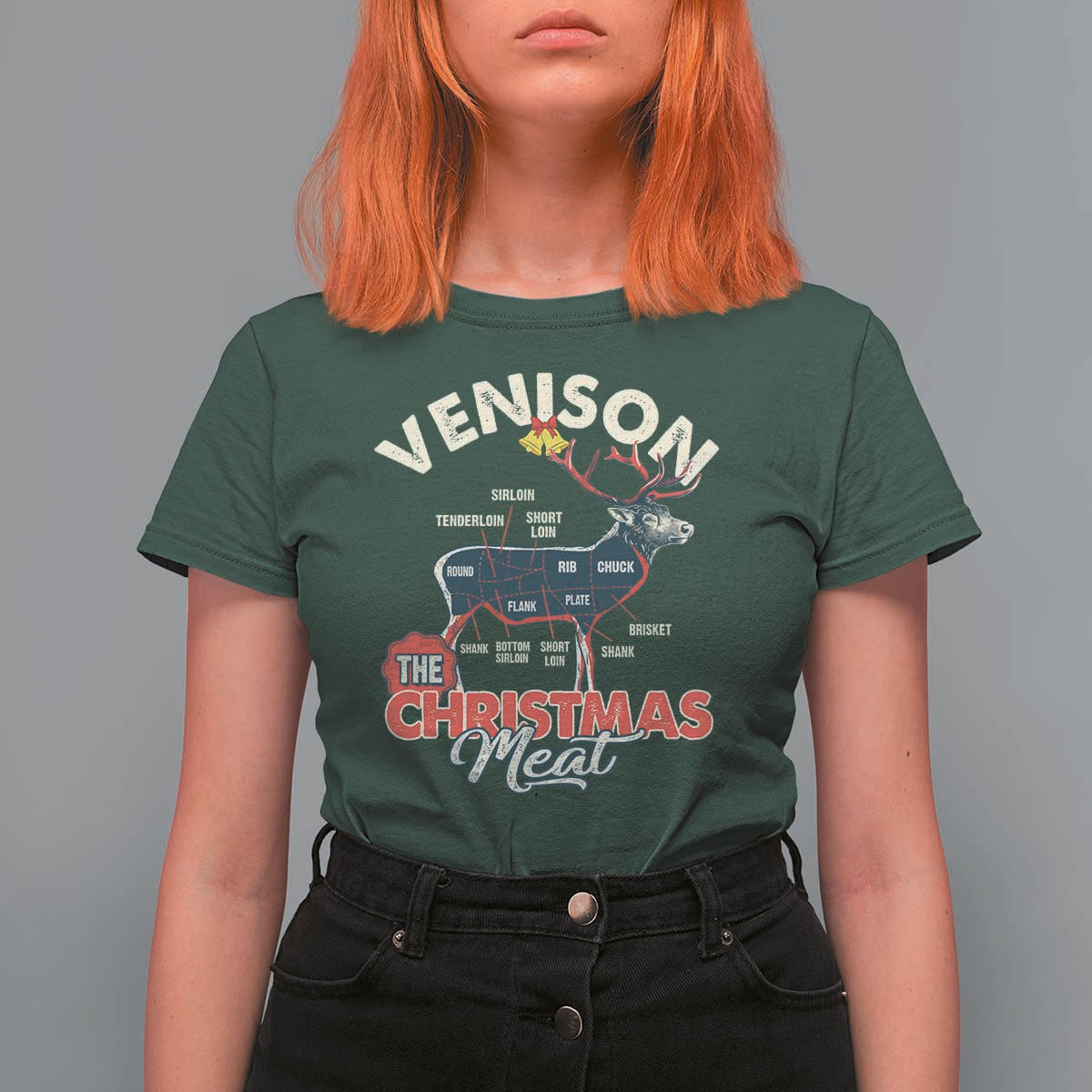 Christmas Hunting T Shirt For Women Venison Meat Deer Season Hunter - Wonder Print Shop