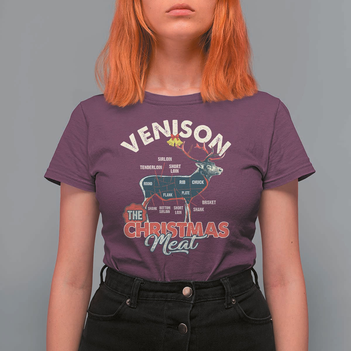 Christmas Hunting T Shirt For Women Venison Meat Deer Season Hunter - Wonder Print Shop