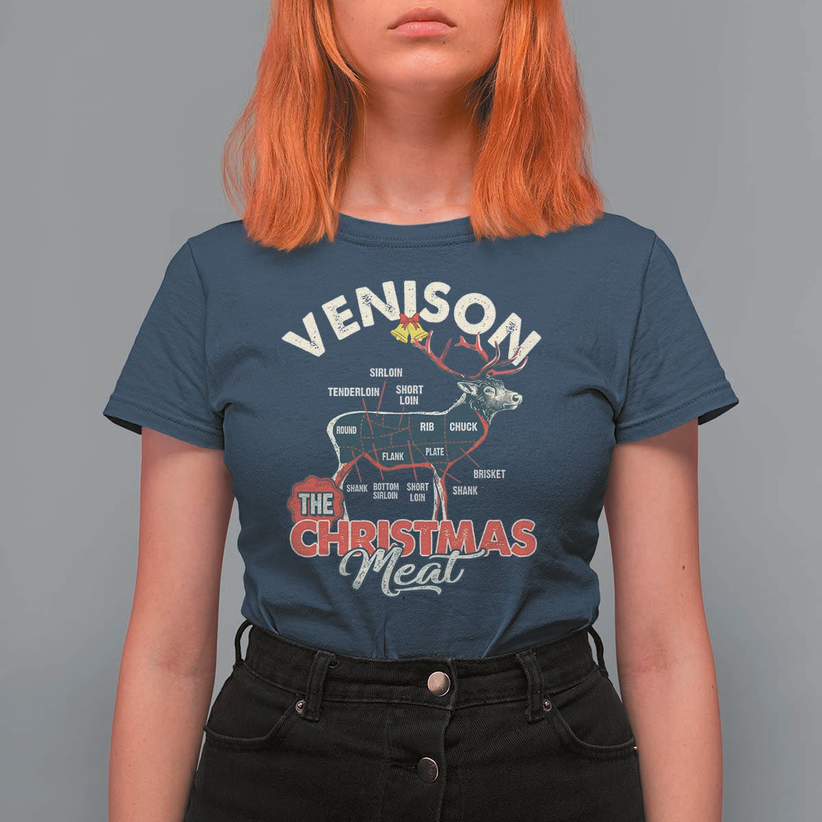 Christmas Hunting T Shirt For Women Venison Meat Deer Season Hunter - Wonder Print Shop