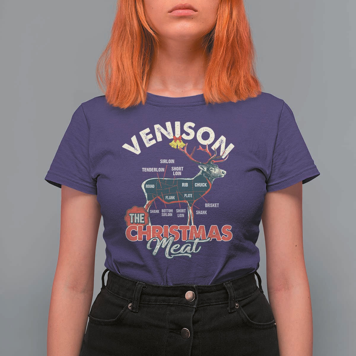 Christmas Hunting T Shirt For Women Venison Meat Deer Season Hunter - Wonder Print Shop
