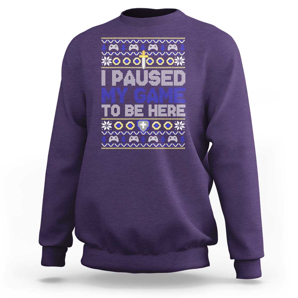Funny Christmas Gamer Sweatshirt I Paused My Game To Be Here - Wonder Print Shop
