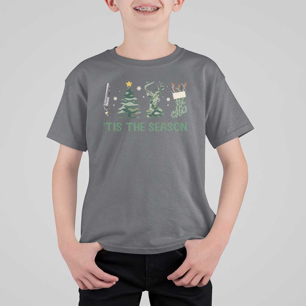 Christmas Hunting T Shirt For Kid Tis The Season Hunting Camo Hunter - Wonder Print Shop