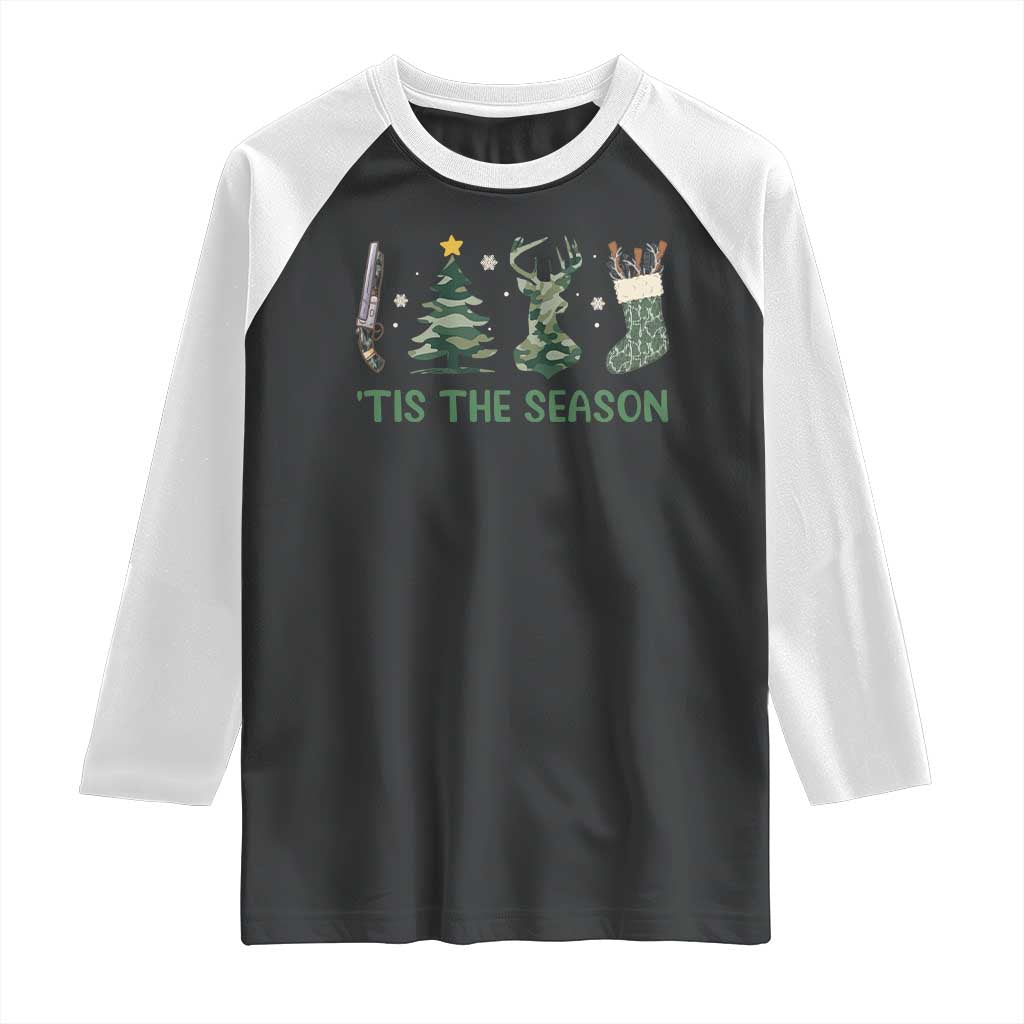 Christmas Hunting Raglan Shirt Tis The Season Hunting Camo Hunter