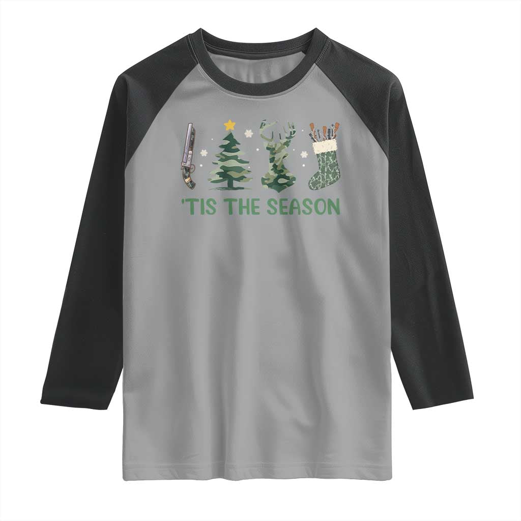 Christmas Hunting Raglan Shirt Tis The Season Hunting Camo Hunter