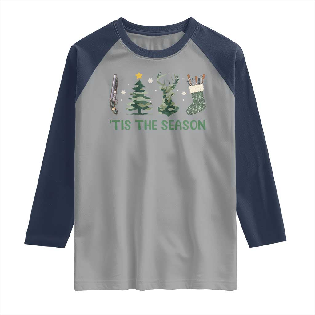 Christmas Hunting Raglan Shirt Tis The Season Hunting Camo Hunter